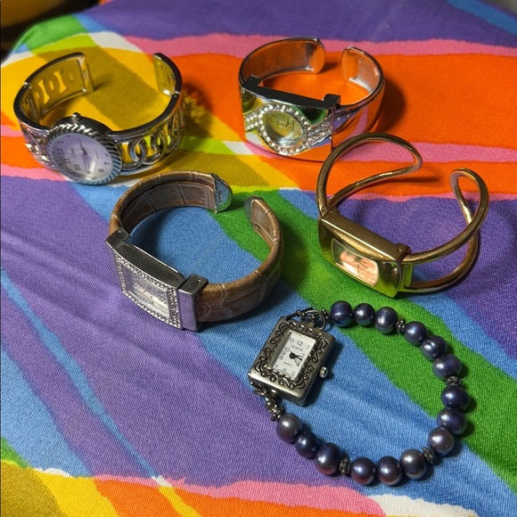 None Accessories - Lot of cuff  Metal and Beaded Bracelet watches  Set